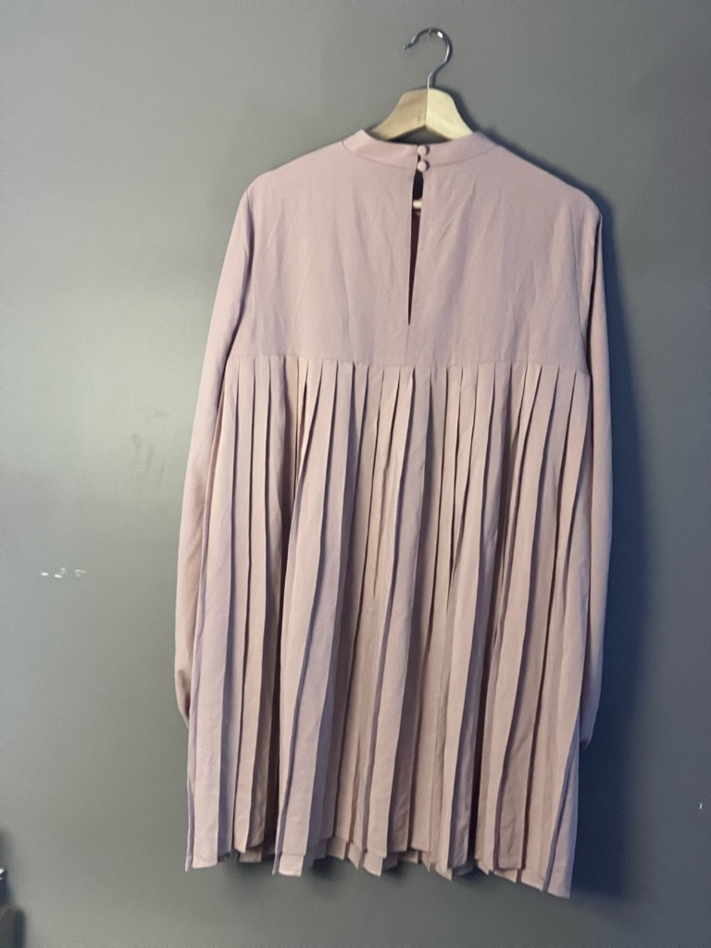 ASOS Curve size 12 Pleated Long-Sleeve Mini Dress in Dusty Rose - Picture 4 of 5